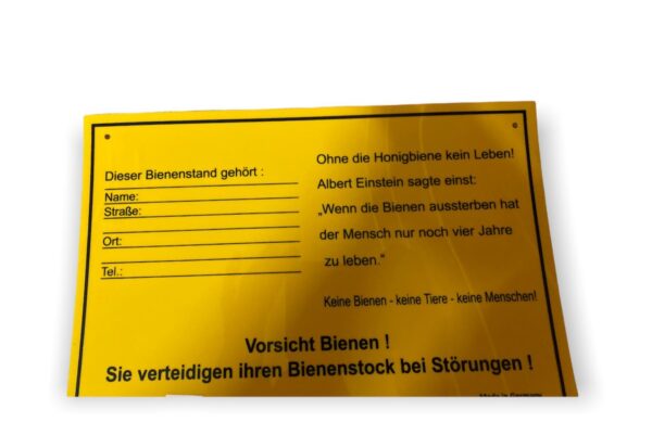 Schild Vorsicht! Hier leben und Arbeiten Bienen!
