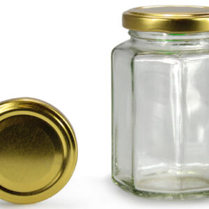 Achteckglas 280 ml mit 58er gold zu 24 Stk.